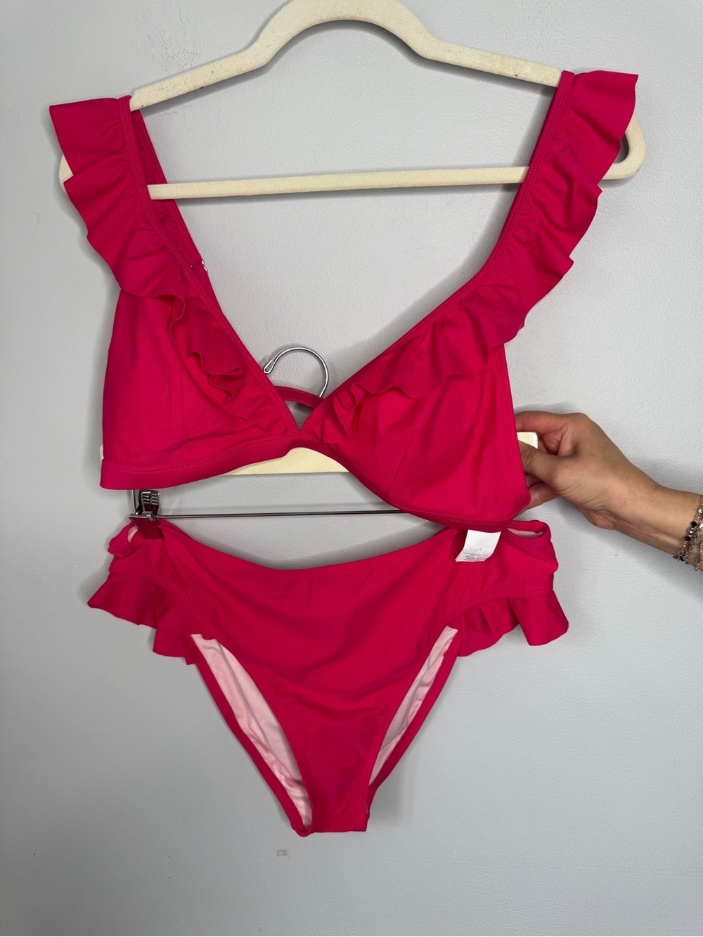 Cupshe Hot Pink Ruffle Bikini Set